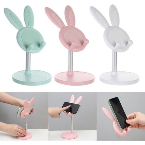Ears Cute Bunny Tablet Stand Phone Holder Mobile Phone Accessories Desktop Rack Adjustable DU55