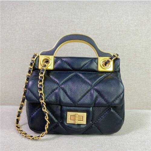 High Quality Sheepskin Diamond Lattice Chain Handle Bag Fashion Shoulder Crossbody Mini Bag Fashion