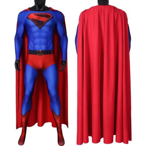 Adult Crisis on Infinite Earths Super Boy Clark Kent Jumpsuit Cosplay Costume Halloween Masquerade Party Bodysuit