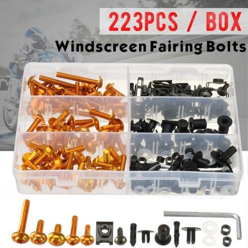 X-223pcs Universal Motorcycle Windscreen Body Fairing Bolts Windshield Fastener Clips Screws For Honda/Yamaha/Suzuki