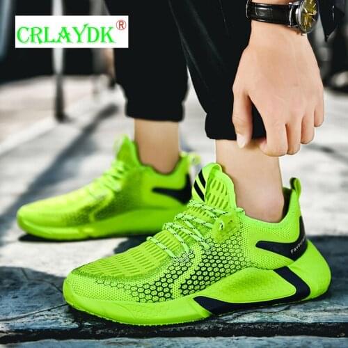 CRLAYDK Green Mens Fashion Breathable Running Shoes Comfortable Lightweight Tennis Trainers Sneakers Sports Plus Size Shoes