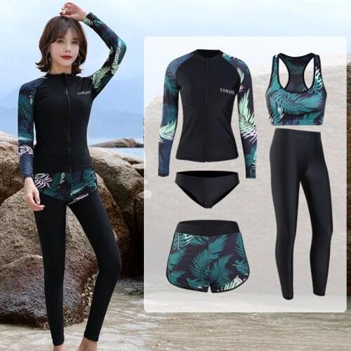 Swim Wear Women 2019 Sexy Swimsuit Womens Swimwear Female New Sun Proof Korea Zipper Surfing Beach Viscose Solid Rashguard