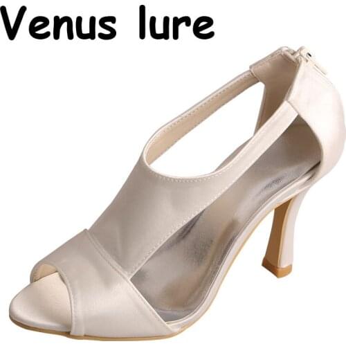 Wedopus Women Summer Sandals Heels Zip Ivory Ladies Shoes 9cm Heel