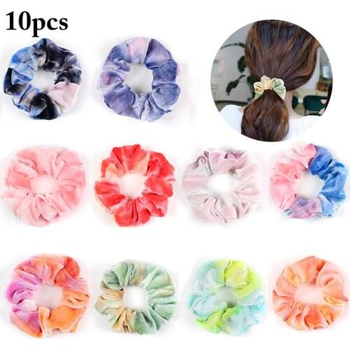 10Pcs/Set Colorful Hair Rope Hair Scrunchy Fashion All-Match Velvet Casual Hair Tie Ponytail Holder Hair Accessories For Women