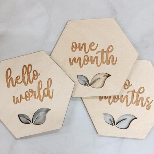 13 pcs Hexagon Wood Baby Monthly Milestones Baby Photo Prop Milestone Cards Baby Shower Gift