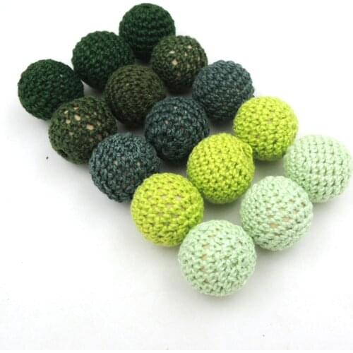 15pcs wooden crochet bead fade green moss lemon hand knitted diy chunky 20mm mother kid EA449