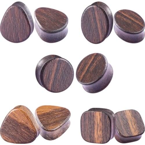 2PCS Wood Ear Plugs Ear Flesh Tunnel Gauges Earring Piercing Punk Earlet Expander Stretcher for Women Men Body Jewelry 8-25mm