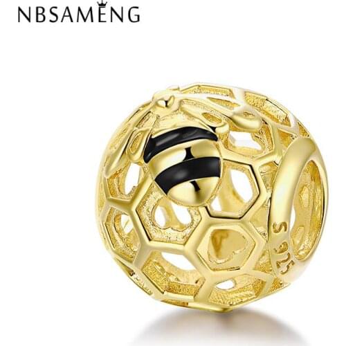 2018 Authentic 925 Sterling Silver Charm Animal Bee Beads Fits Original Bracelets DIY Fashion Jewelry
