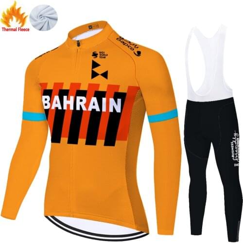 2021 BAHRAIN Winter Thermal Fleece Bretelle Ciclismo Ciclista Chaqueta Ciclismo Hombre Cycling Jersey Maillot Ciclismo Hombre