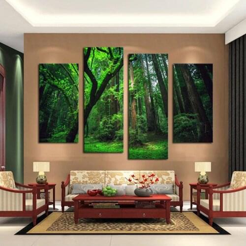 4pcs Diamond Embroidery Beautiful The Forest Green Trees 5D Diy Diamond Painting Full Square Cross Stitch Home DecorationZP-2811