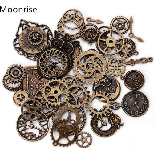 100 Gram Antiqued Bronze Copper Metal Steampunk Gears Charms Pendant Clock Watch Wheel Gear For Crafing DIY Kits