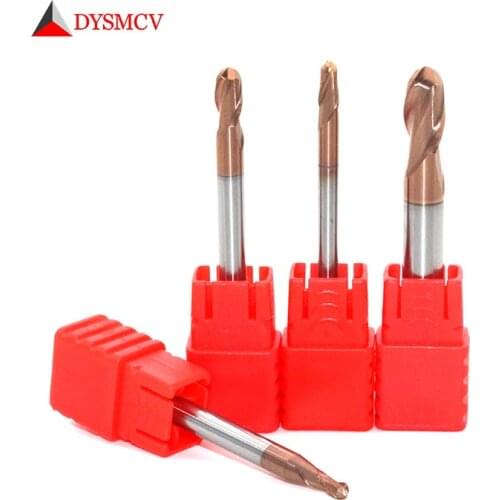 5 pcs End Mills 1mm 2mm 4mm 5mm 6mm 8mm HRC60 2 Flute Solid Carbide Ball Nose EndMills CNC Lathe Milling Cutter Tools Free Ship