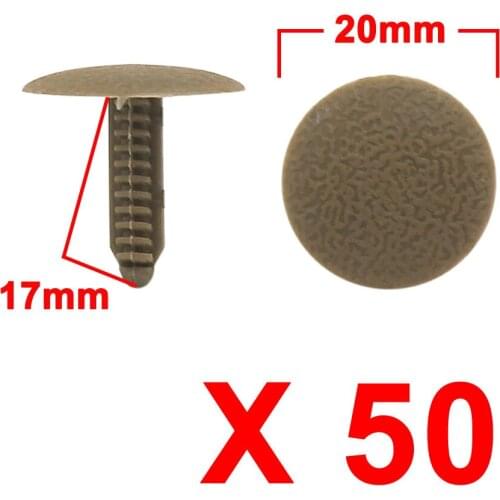 X Autohaux 50Pcs Brown Plastic Door Bumper Push Rivets Fasteners 7 X 5Mm For Car