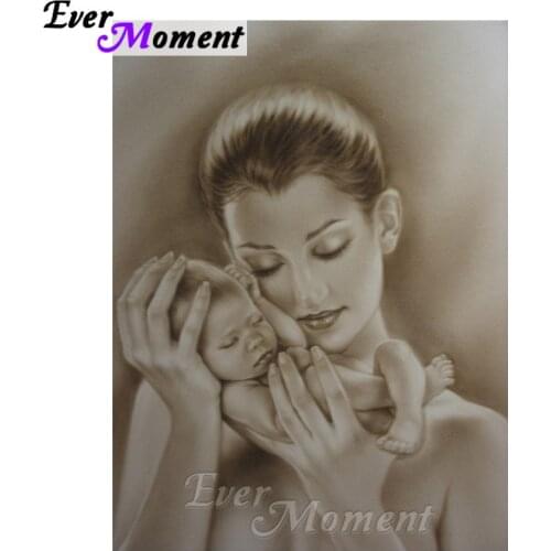 Ever Moment 5D DIY Diamond Embroidery Mother and Baby Diamond Mosaic Full Square Drills Artwork Home Decoration ASF1215