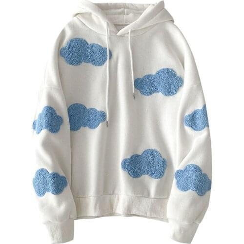 Foamlina Harajuku White Sweatshirt Korean Fashion Oversized Cloud Hooded Sweatshirt 2020 New Womens Autumn Winter Pullovers