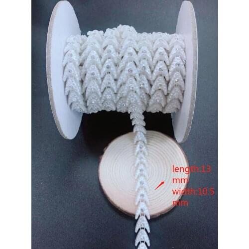 BOLIAO 1 Yard/Lot Width ABS Ivory/White Imitation Pearl Plastic with Round Rhinestone Chain Trim for DIY Wedding Dress
