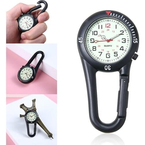 1PC Women Men Sport Outdoor Carabiner Watch Clock Mini Dial Luminous Hands Watches Doctor Nurse Pocket Fob Watch Shellhard