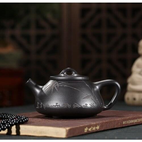 Teapot tea set gift custom undressed ore black star sand son yixing all hand lettering stone gourd ladle best-selling
