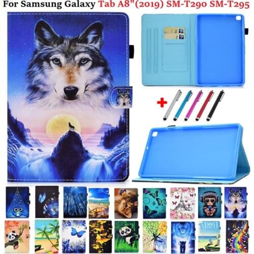 Cover For Samsung Galaxy Tab A 8 8.0 2019 SM-T290 T295 T297 Cartoon Cat Tiger Case For Samsung Tab A 2019 8 inch Cover Cases Pen