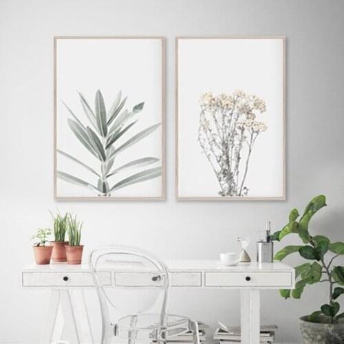 Decorative Painting Nordic Simple Plant Leaves Modern Sofa Background Canvas Poster For Living Room Dining Room Decor
