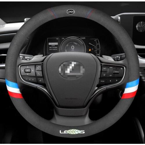 For Lexus 3D Laser Printing Logo Sports 3-Lines Cow Absorb Sweat Leather Car Steering Wheel Cover Fit RX350 ES300h NX300 LX570