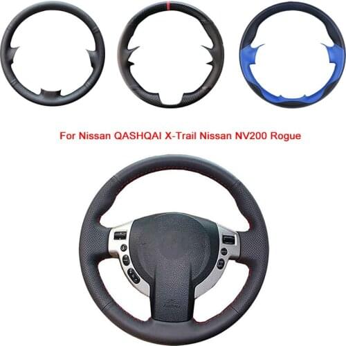 Breathable Punch Hand-Stitched Black Artificial Leather Car Steering Wheel cover For Nissan QASHQAI X-Trail Nissan NV200 Rogue
