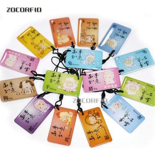 100pcs variety of style13.56MHZ NFC Epoxy key tags NFC logo printed 13.56mhz rfid tag keyfobs