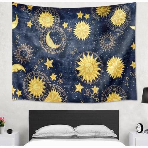 Cartoon Stars Sun Moon Mandala Boho Tapestry Wall Hanging Hippie Celestial Wall Tapestry Carpets Dorm Decor Bohemian Tapestry