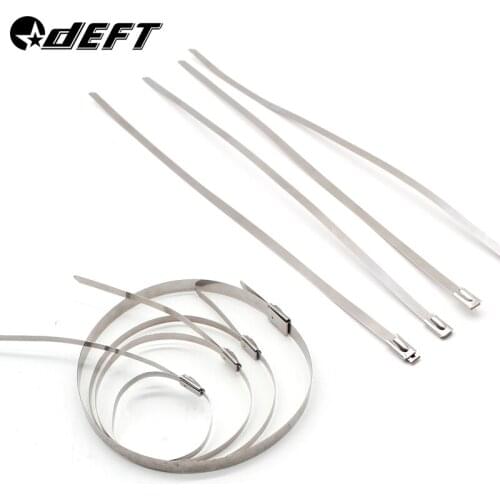 DEFT 10PCS 4.6x300mm Stainless Steel Metal Locking Cable Ties Zip Wrap Exhaust Heat Straps Induction Pipe Header
