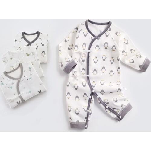 0M-3M Newborn Baby Clothes Long Sleeve Baby Rompers Cute Cartoon Print Baby Jumpsuit Newborn Baby Cotton Pajamas Infant Bodysuit