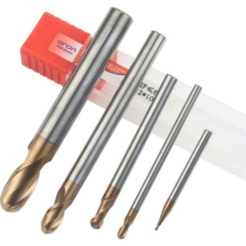 1pc HRC60 2 Flute R0.5mm R2mm R3mm R4mm R5mm R6mm Ball Nose End Mills Spiral Coated Carbide Mill Cutter CNC tool