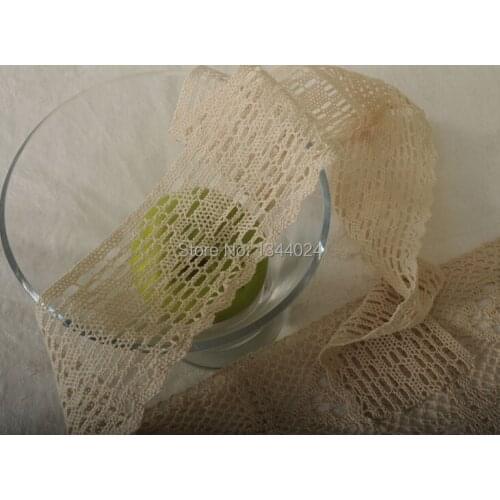 Hot Wholesale 10 Meters/Lot Cotton Beige Lace Trim for Sewing Lace Patchwork Lace Ribbon Fabric