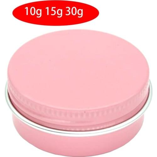 Lot of 100pcs 10ml 15ml 30ml Aluminum Jars Lip Balm Pots 10g 15g 30g Cosmetic Container pink Tins wholesale