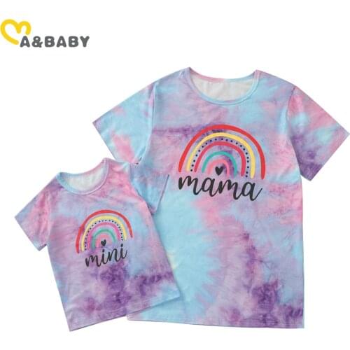 Ma&Baby Summer Family Matching Outfits Mother And Daughter Letter T Shirt Mama Mini Tee Family Look DD43