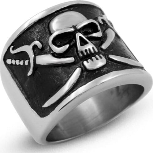 2019 New Fashion Captain Jack Pirate Stainless steel Skull Ring Pirates Of The Caribbean Ring Skull Ring For Men