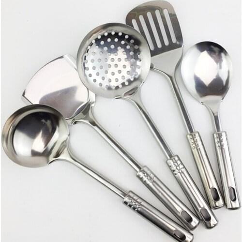 7Pcs/Set Kitchen Cooking Utensils Set Durable Stainless Steel Cooking Tools Turner Tongs Spatula Spoon for Home Kitchen