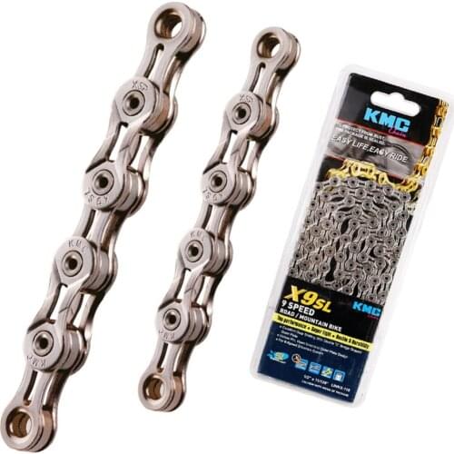 Original X9SL-NP 9 Speed KMC Chain Silver for Trekking 116 Link Super Light Nickel Plated 9S Road MTB Bike Chain + Magic Link