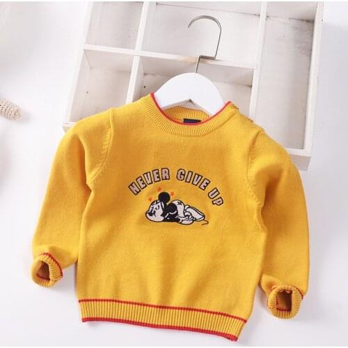 Autumn Baby Kids Clothes Mickey Mouse Embroidery Knitted Pullover Sweater Toddler Boys Tops Korean Winter Warm Girls Outfits