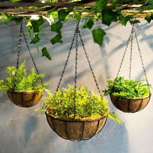 10/12/14 In Hanging Coconut Vegetable Flower Pot Basket Liners Planter Garden Decor Iron Art Garden Flower & Planters Pots