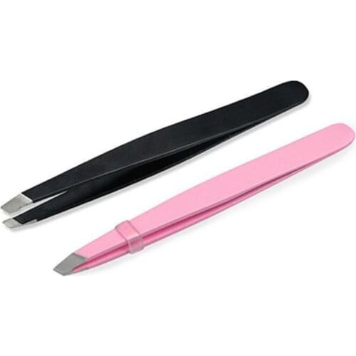 Useful Professional Eyebrow Tweezers Hair Removal Tweezers Hair Beauty Slanted Stainless Steel Tweezer Eyelash Extension Clip