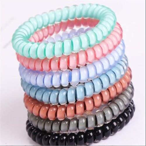5PCS Frosted Colored Telephone Wire Elastic Hair Bands For Girls Headwear Ponytail Holder Rubber Bands Women Hair Accessories