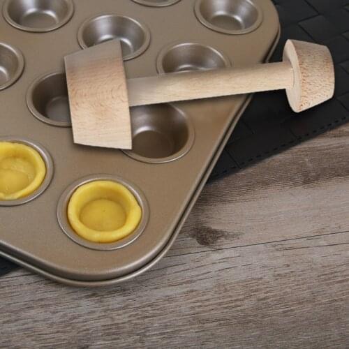 ShenHong Wood Tart Tamper Double Side Wooden Pastry Egg Tart Pusher Baking Cake Kitchen Tools