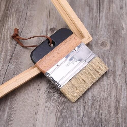 Wide Flat Chalk Paint Wax Brush Ergonomic Wood Handle Natural Bristle Brushes Furniture DIY Painting Waxing Tool