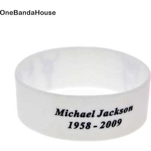 1PC Michael Jackson Silicone Bracelet 1 Inch Wide Black and White