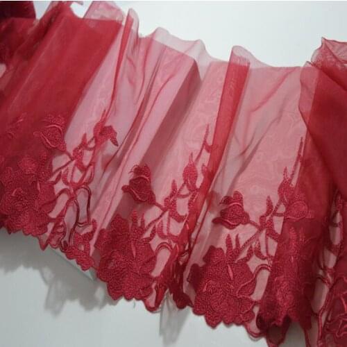 5 Meters Dark Red Lace Embroidered Ribbon Net Lace Trim Lace Fabric Handmade DIY Sewing Decoration Wedding Party Supplies