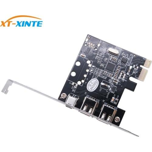 XT-XINTE PCI-E 1X to 1394 Card 3 Port Expansion Card DV HD Video Capture Card pcie to IEEE 1394A 1394B 6Pin Controller VT6315N