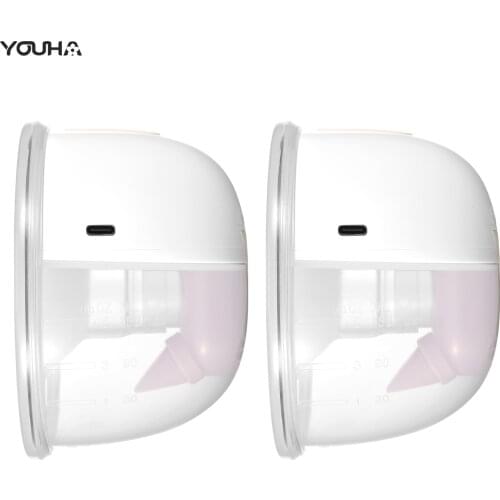 YOUHA Wearable Hands Free Electric Breast Pump Silent Invisible Breast Pump with 24mm + 28mm Flange Baby Accessories