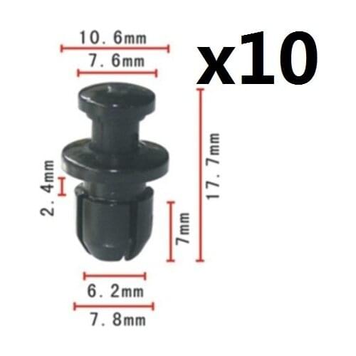 10pcs Nylon For Honda # 90657-SB0-003 Splash Shield Clip Accord Prelude CR-V For Acura