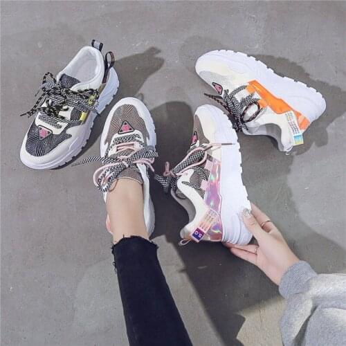 Womens Chunky Sneakers Thick Bottom Platform Vulcanize Shoes Fashion Breathable Casual Running Shoe For Woman Female 2021