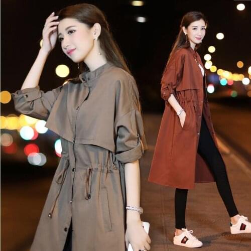 Womens Newest Spring-Autumn Fashion Coats Female Casual Long Large Trench Coat Lady Elegant Tops Windbreaker LWL568